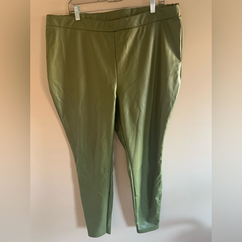 Eloquii green leather like leggings